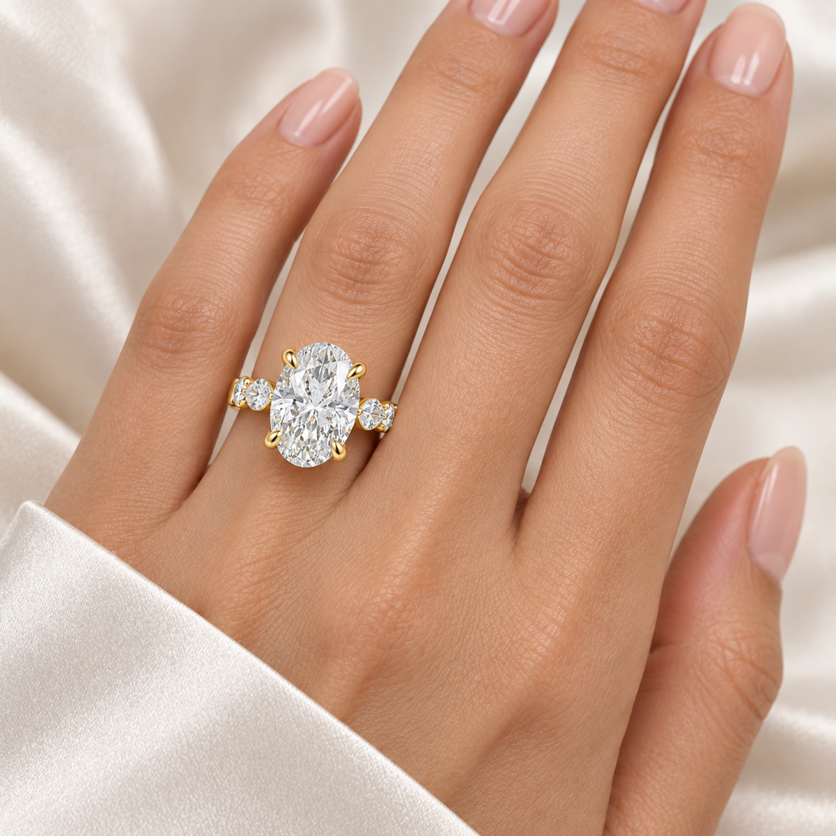 Golden Orbit 5CT Oval Lab-Grown Diamond Hidden Halo Engagement Ring