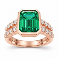 ELVORIQUE Rose Architecture Lab-Grown Emerald Ring in Rose Gold