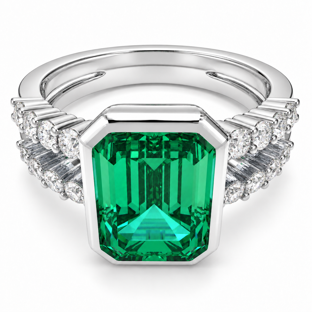 ELVORIQUE Emerald Architecture Lab-Grown Emerald Ring