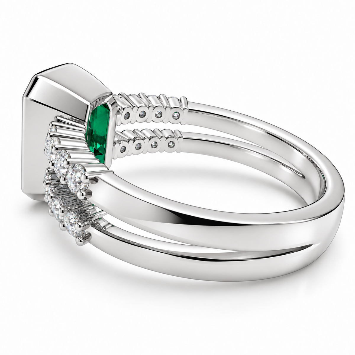 ELVORIQUE Emerald Architecture Lab-Grown Emerald Ring