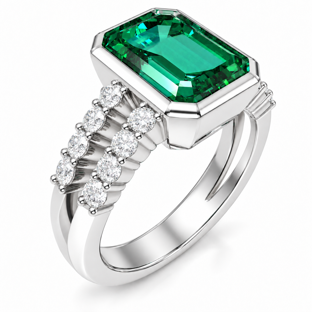 ELVORIQUE Emerald Architecture Lab-Grown Emerald Ring