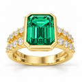 ELVORIQUE Golden Architecture Lab-Grown Emerald Ring in Yellow Gold