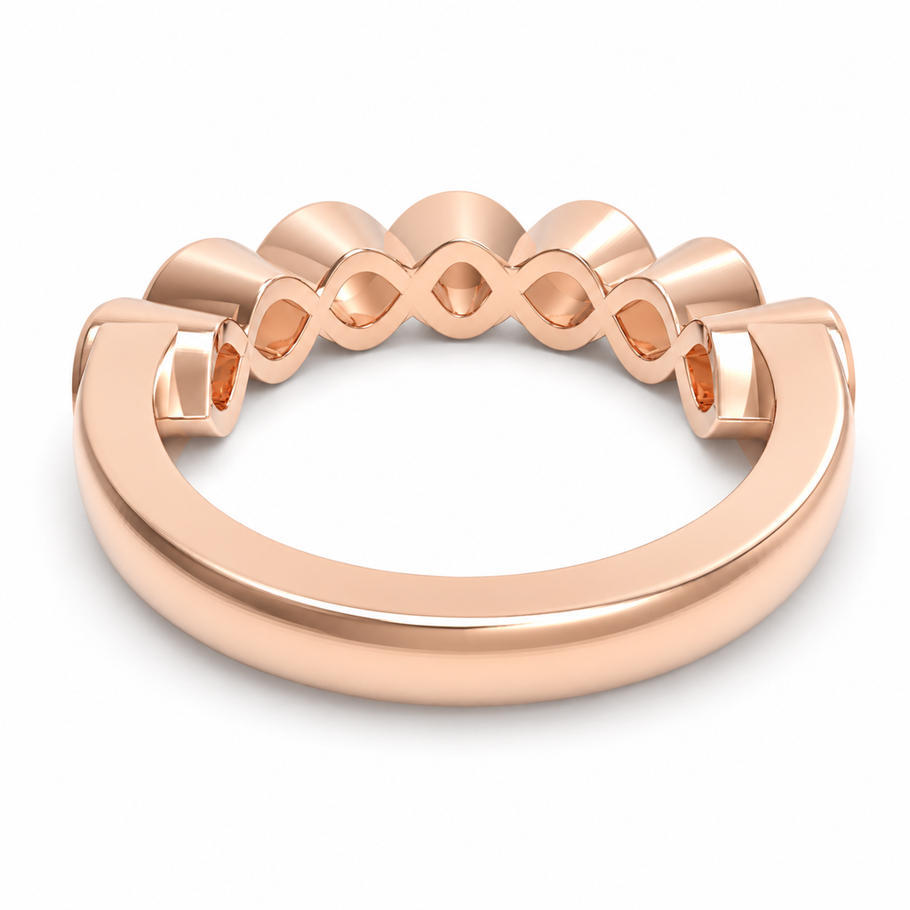 ELVORIQUE seven-stone wave diamond band with 0.32 ct total weight of round brilliant lab-grown diamonds in polished rose gold