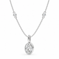 Celestial Orbit Oval Diamond Pendant Necklace