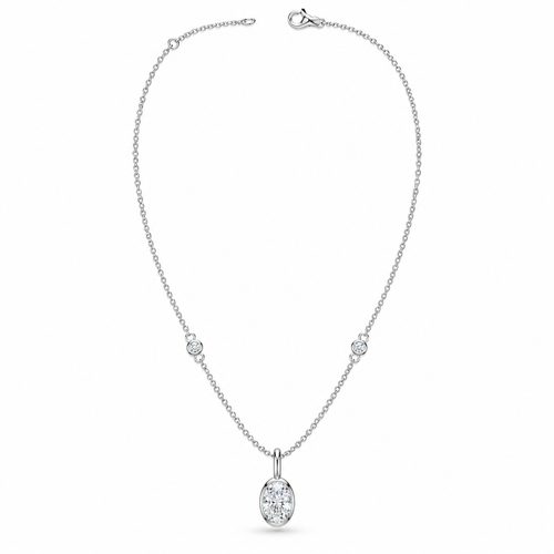 Celestial Orbit Oval Diamond Pendant Necklace