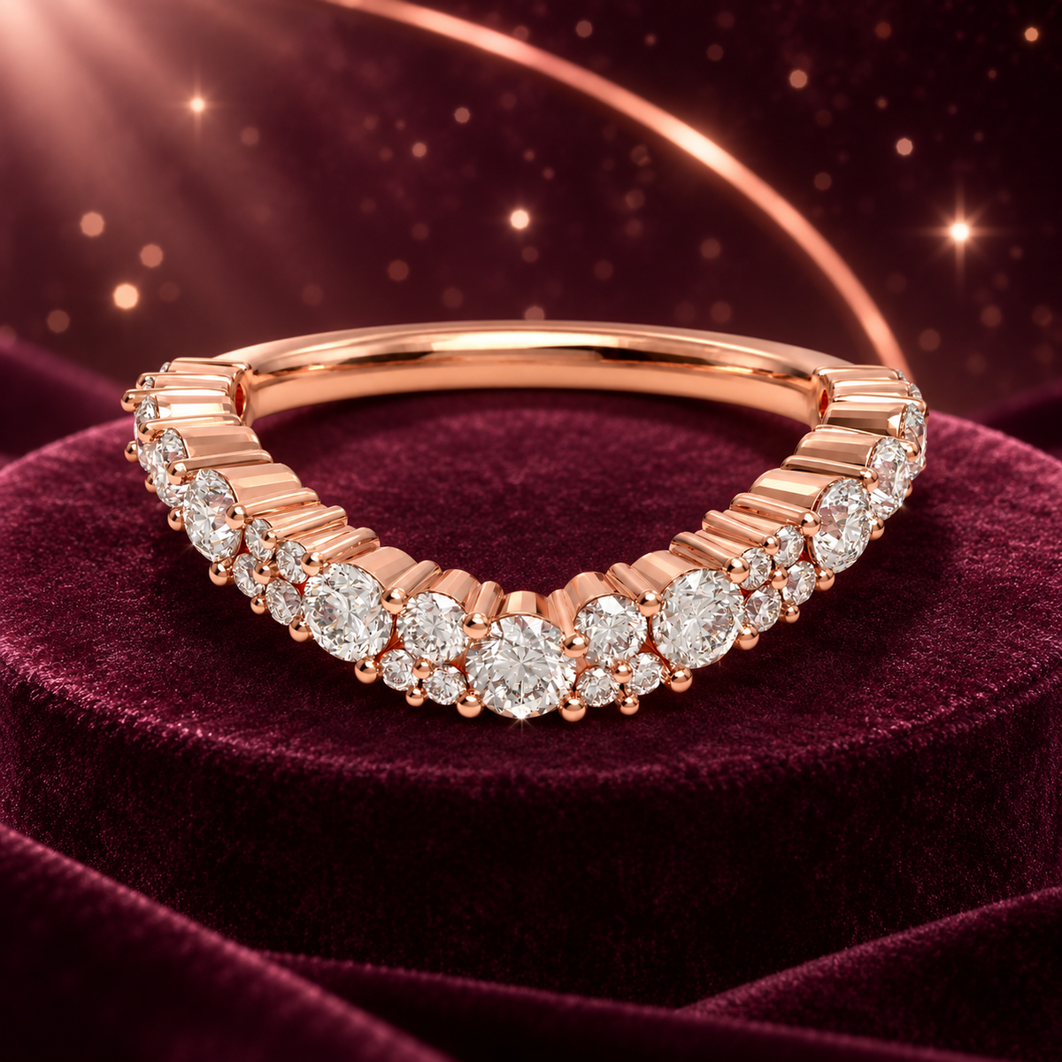 Stellar Drift 0.60 CTW Lab-Grown Diamond Cluster Ring in Rose Gold
