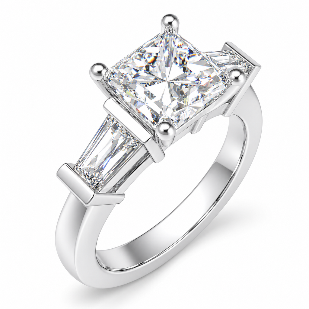 ELVORIQUE Eternal Radiance Cushion-Cut Lab-Grown Diamond Three-Stone Engagement Ring – White Gold & Platinum