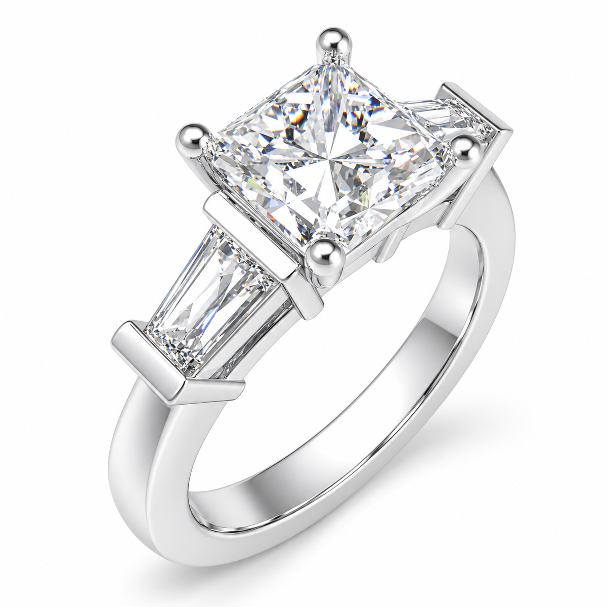 ELVORIQUE Eternal Radiance Cushion-Cut Lab-Grown Diamond Three-Stone Engagement Ring – White Gold & Platinum