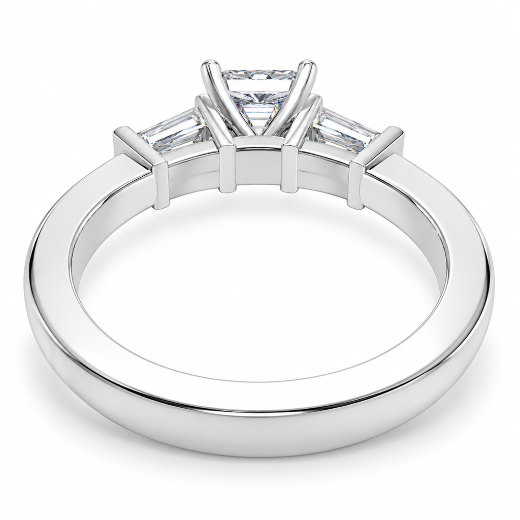 ELVORIQUE Eternal Radiance Cushion-Cut Lab-Grown Diamond Three-Stone Engagement Ring – White Gold & Platinum