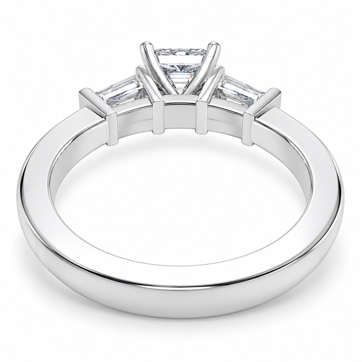 ELVORIQUE Eternal Radiance Cushion-Cut Lab-Grown Diamond Three-Stone Engagement Ring – White Gold & Platinum