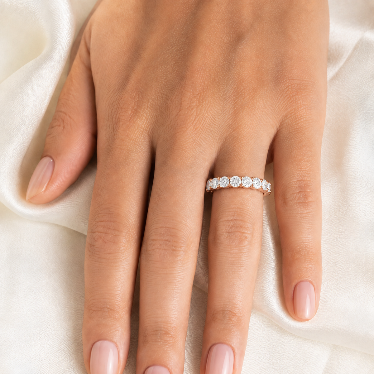 Seven Petals 1.75 CTW Seven-Stone Round Lab-Grown Diamond Ring in Rose Gold