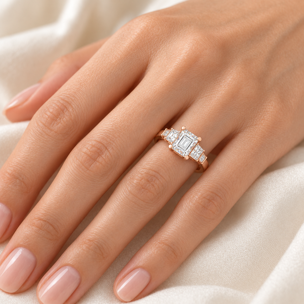 ELVORIQUE Eternal Cushion Light Lab-Grown Diamond Ring in Rose Gold