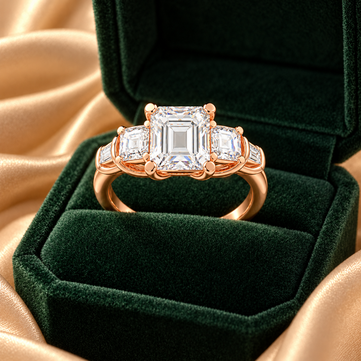 ELVORIQUE Eternal Cushion Light Lab-Grown Diamond Ring in Rose Gold