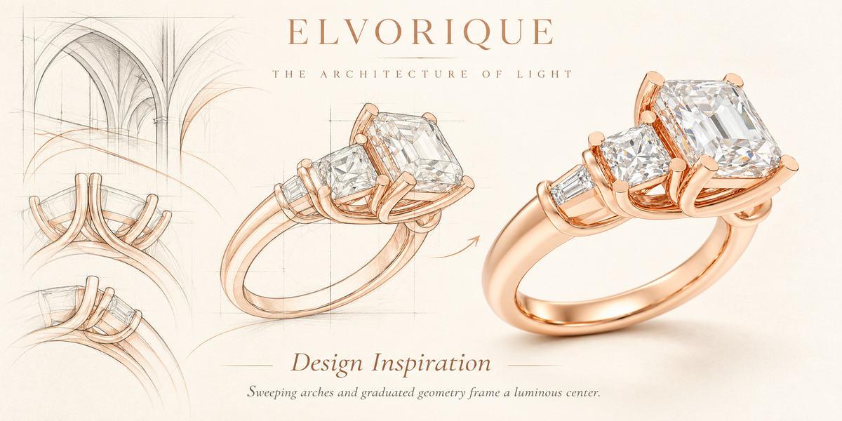 ELVORIQUE Eternal Cushion Light Lab-Grown Diamond Ring in Rose Gold