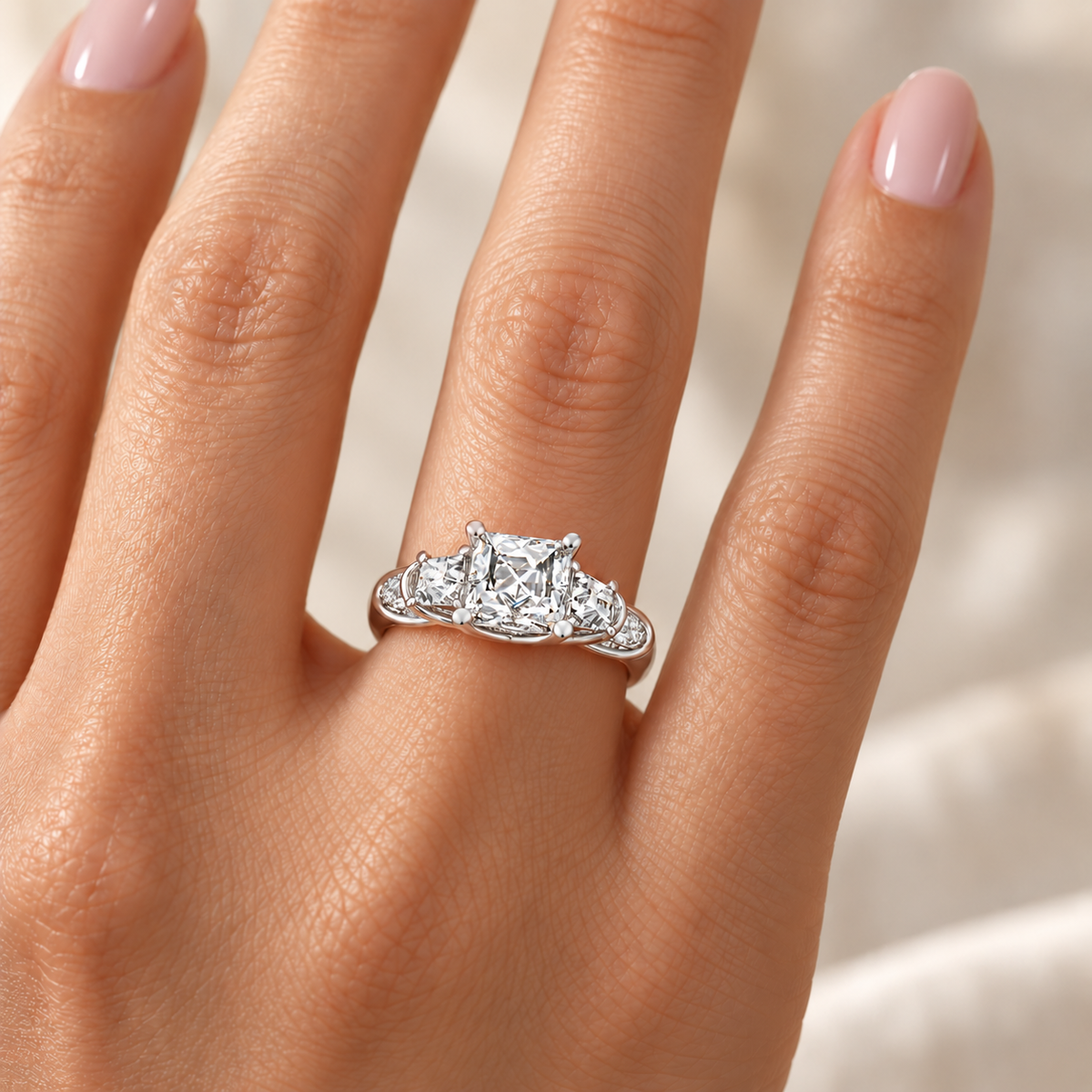 ELVORIQUE Eternal Cushion Light Lab-Grown Diamond Engagement Ring
