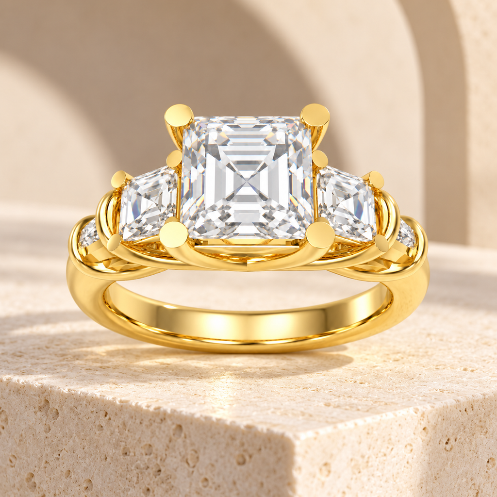 ELVORIQUE Eternal Cushion Light Lab-Grown Diamond Ring in Yellow Gold