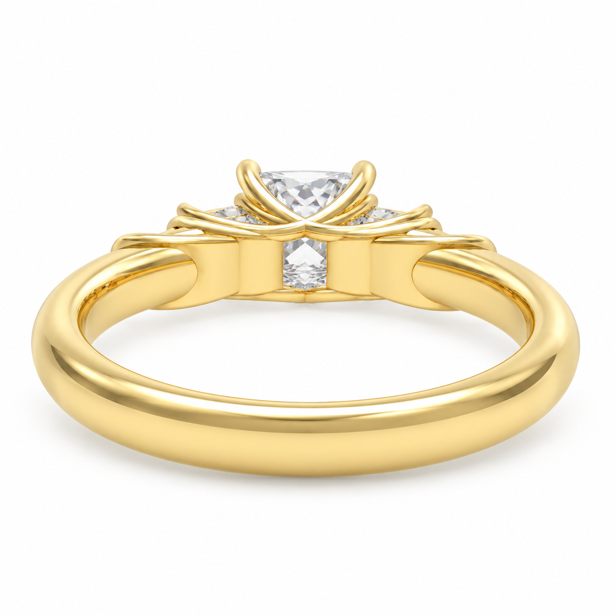 ELVORIQUE Eternal Cushion Light Lab-Grown Diamond Ring in Yellow Gold