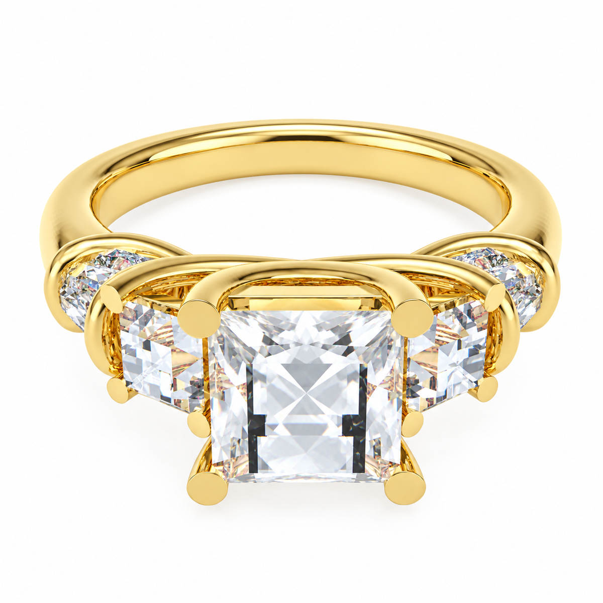 ELVORIQUE Eternal Cushion Light Lab-Grown Diamond Ring in Yellow Gold