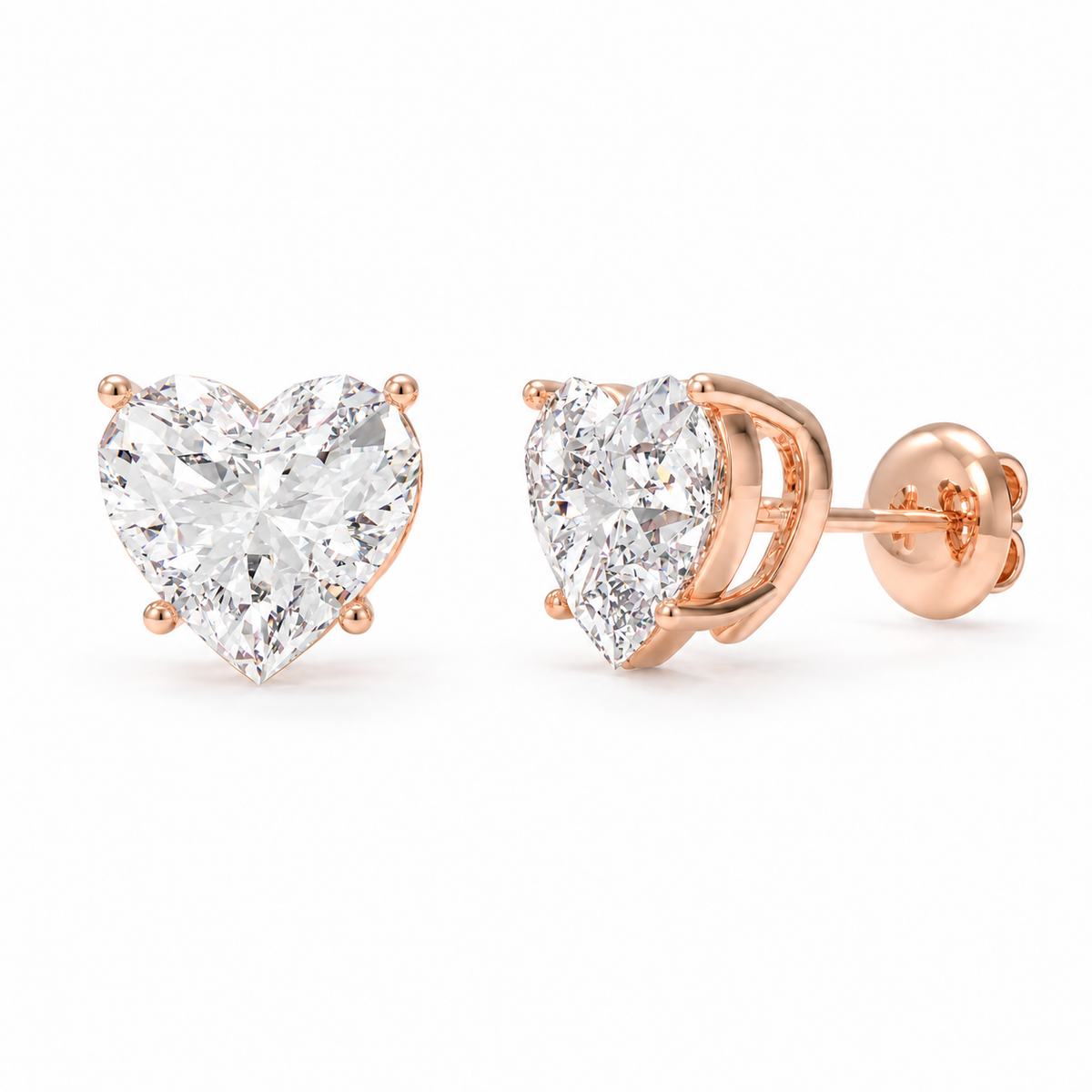 Rose Everheart Light Heart-Cut Lab-Grown Diamond Stud Earrings