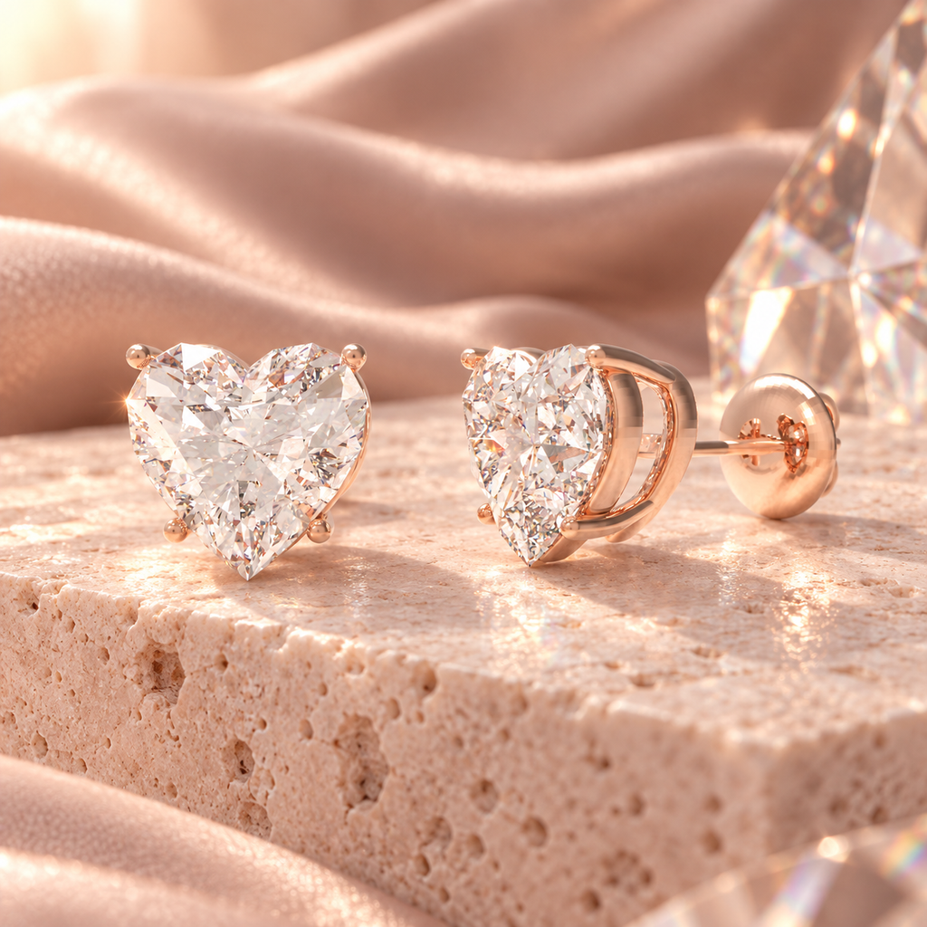 Rose Everheart Light Heart-Cut Lab-Grown Diamond Stud Earrings