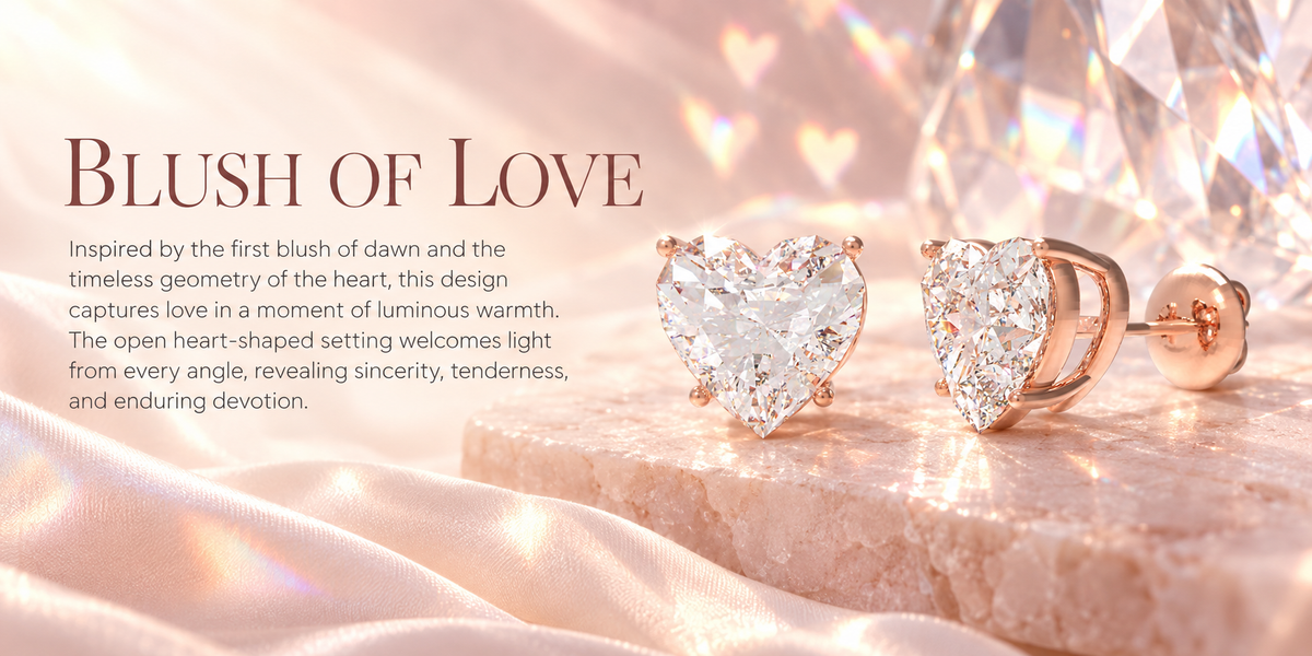 Rose Everheart Light Heart-Cut Lab-Grown Diamond Stud Earrings