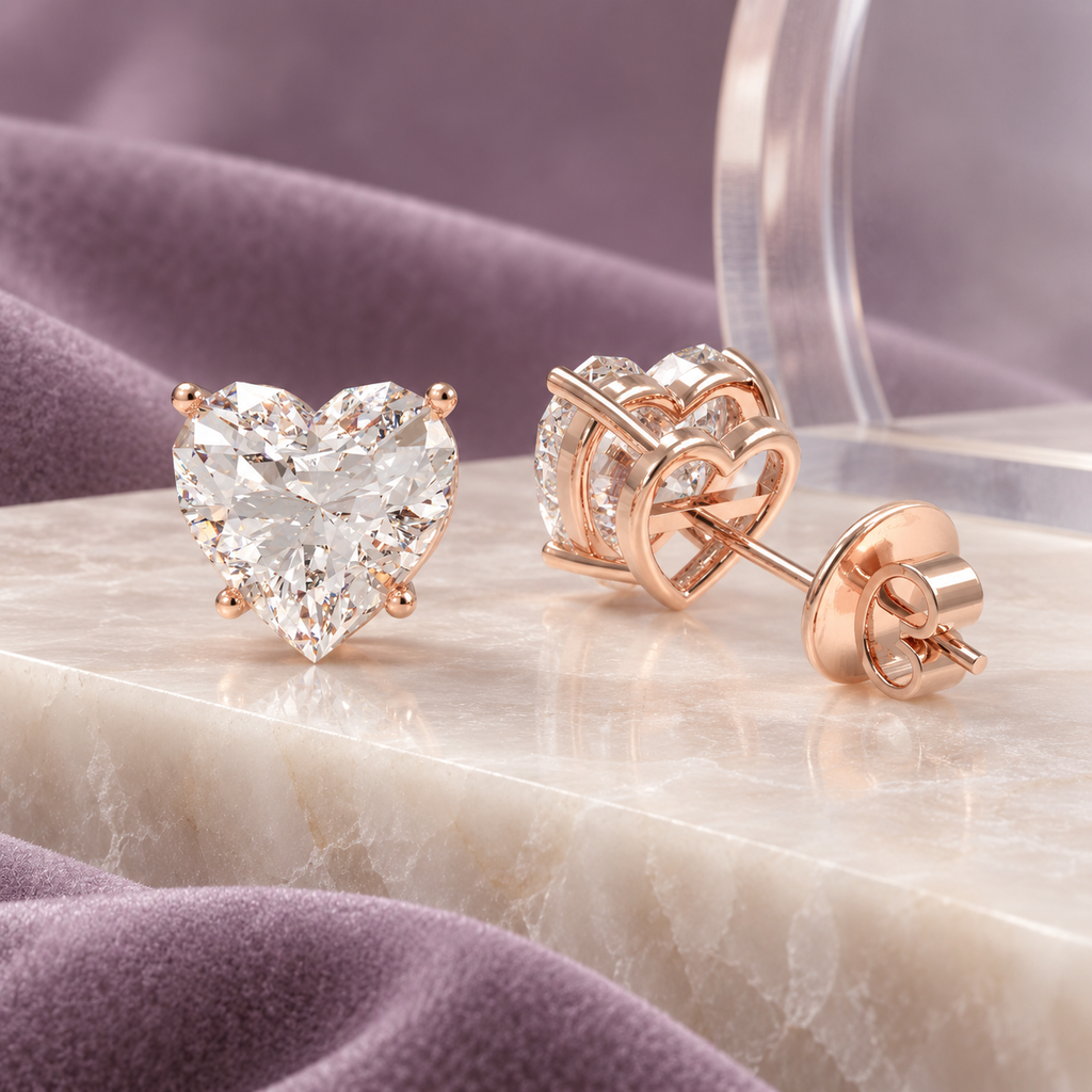 Rose Everheart Light Heart-Cut Lab-Grown Diamond Stud Earrings