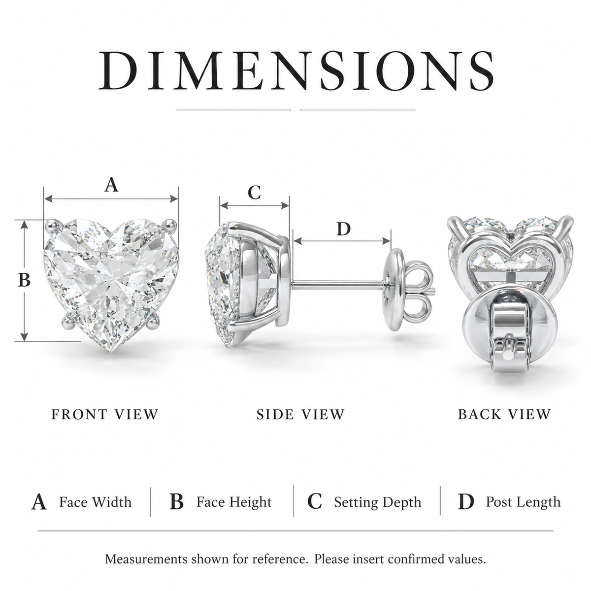 Everheart Light Heart-Cut Lab-Grown Diamond Stud Earrings