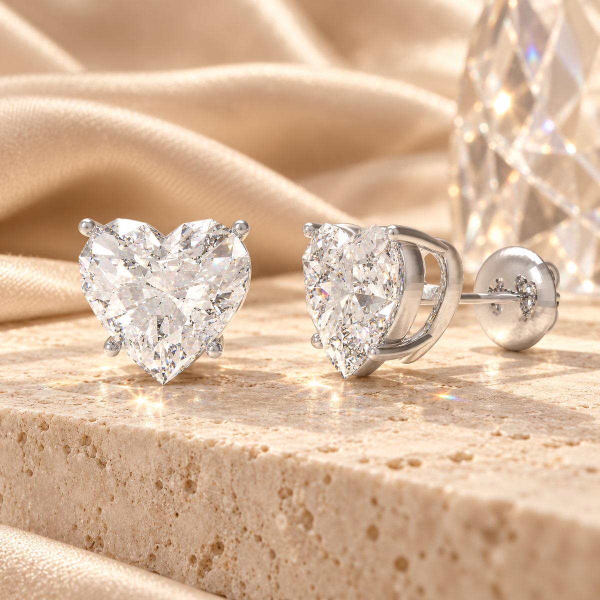 Everheart Light Heart-Cut Lab-Grown Diamond Stud Earrings