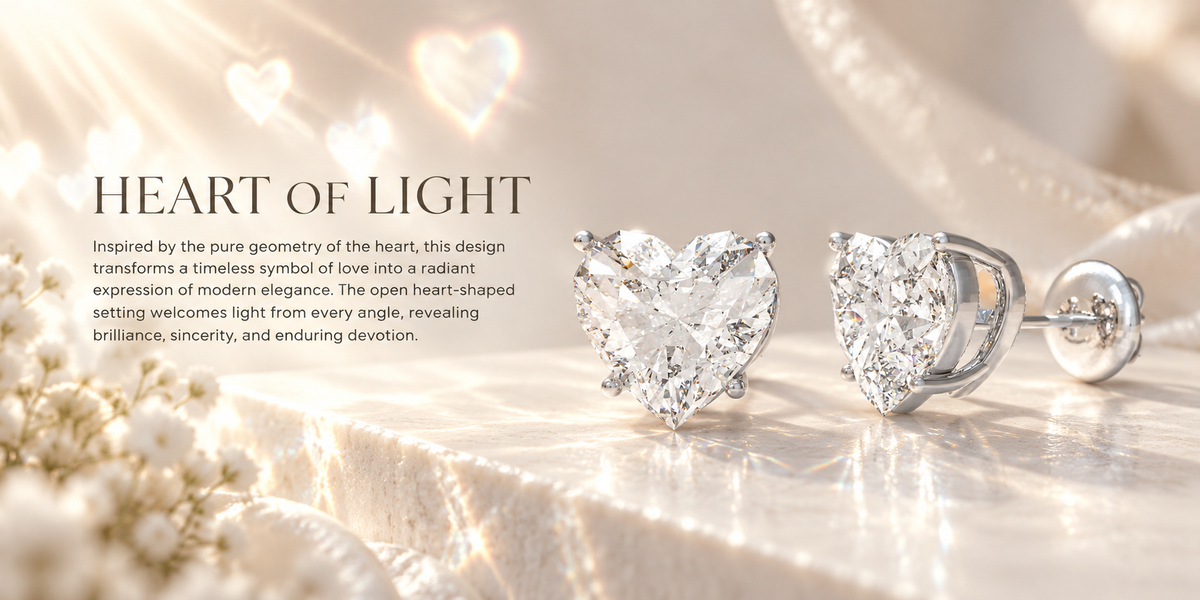 Everheart Light Heart-Cut Lab-Grown Diamond Stud Earrings