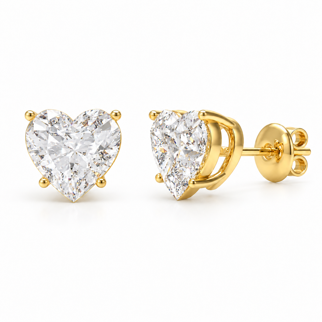 Golden Everheart Light Heart-Cut Lab-Grown Diamond Stud Earrings