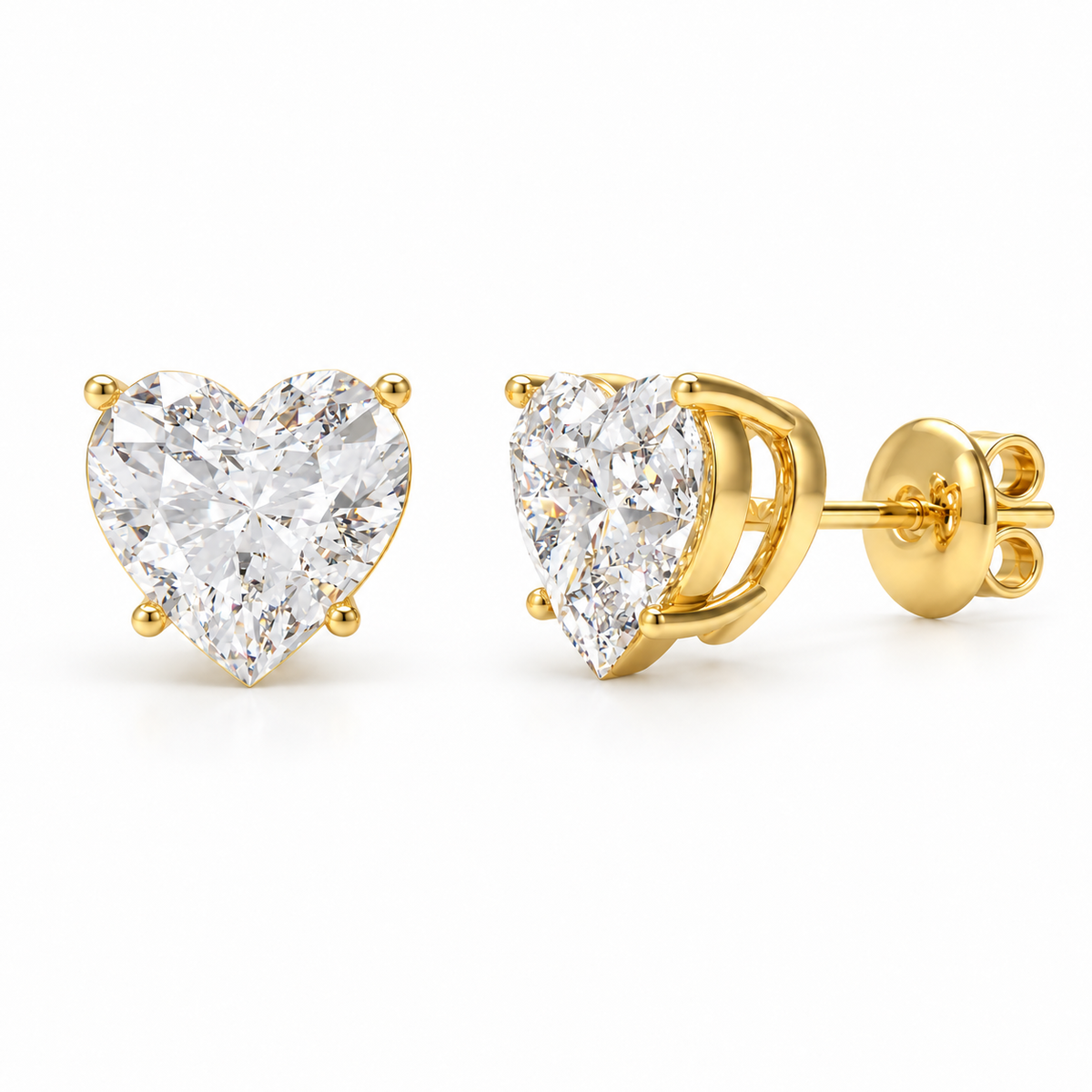 Golden Everheart Light Heart-Cut Lab-Grown Diamond Stud Earrings