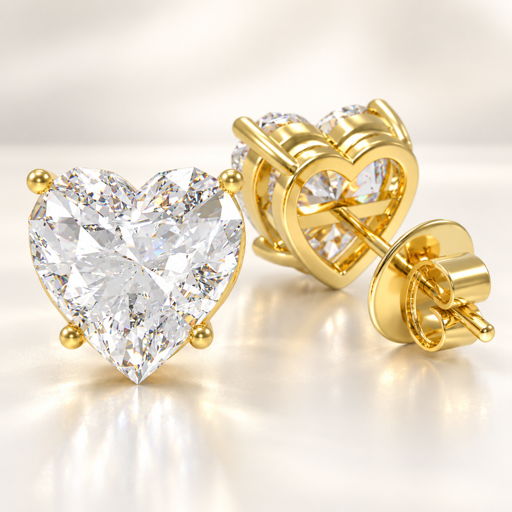 Golden Everheart Light Heart-Cut Lab-Grown Diamond Stud Earrings