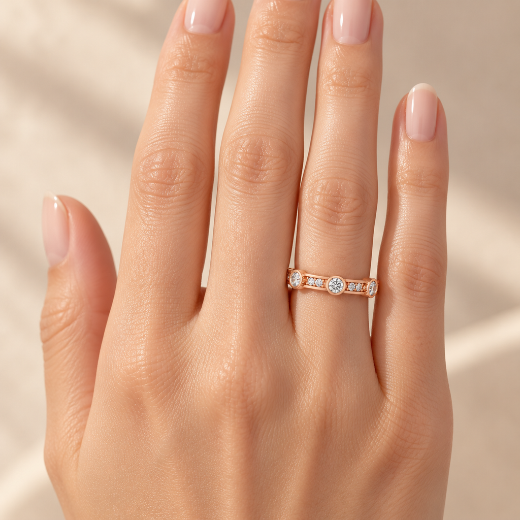ELVORIQUE 0.50 CTW Lab-Grown Diamond Eternity Band in Rose Gold