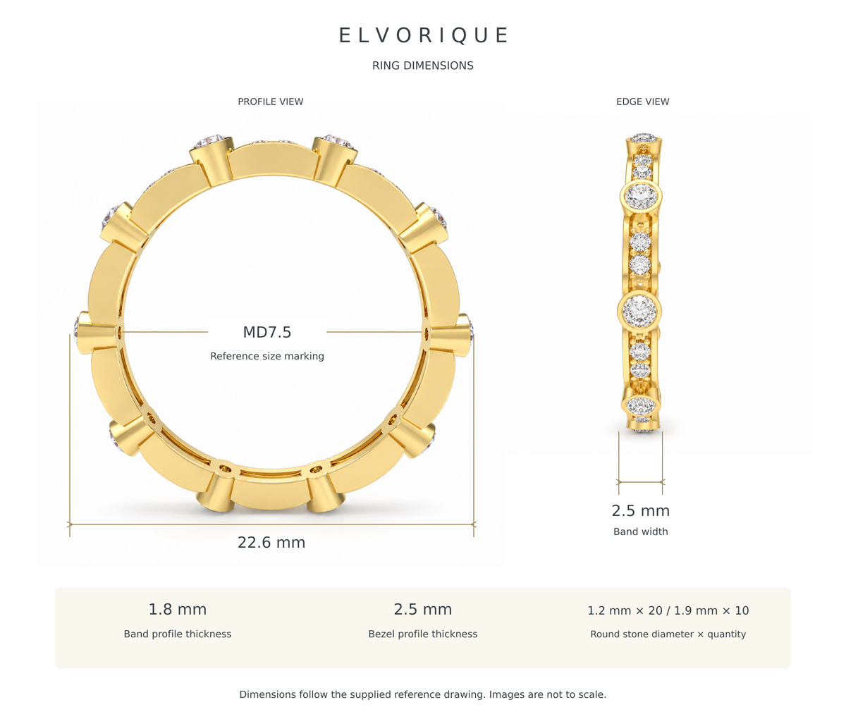 ELVORIQUE Eternal Orbit 0.50 CTW Lab-Grown Diamond Ring in Yellow Gold