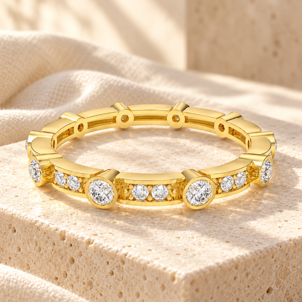 ELVORIQUE Eternal Orbit 0.50 CTW Lab-Grown Diamond Ring in Yellow Gold