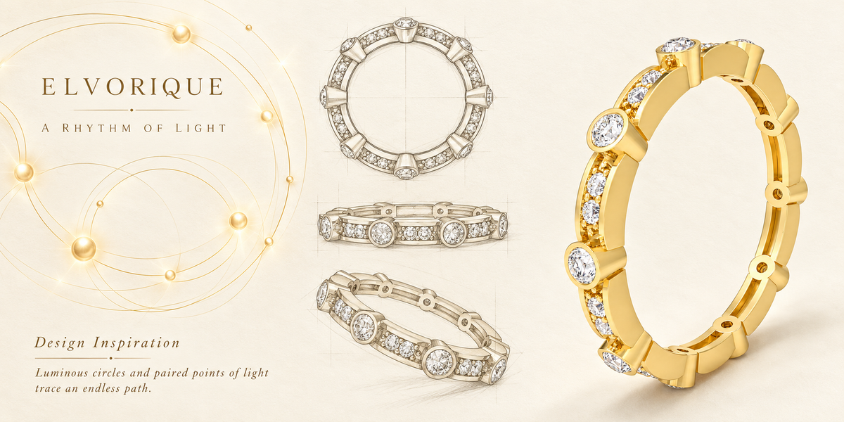 ELVORIQUE Eternal Orbit 0.50 CTW Lab-Grown Diamond Ring in Yellow Gold