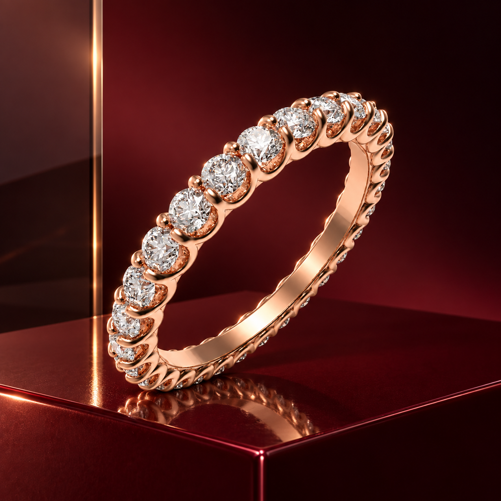Rose Orbit 1 CTW Lab-Grown Diamond Full Eternity Ring in Rose Gold