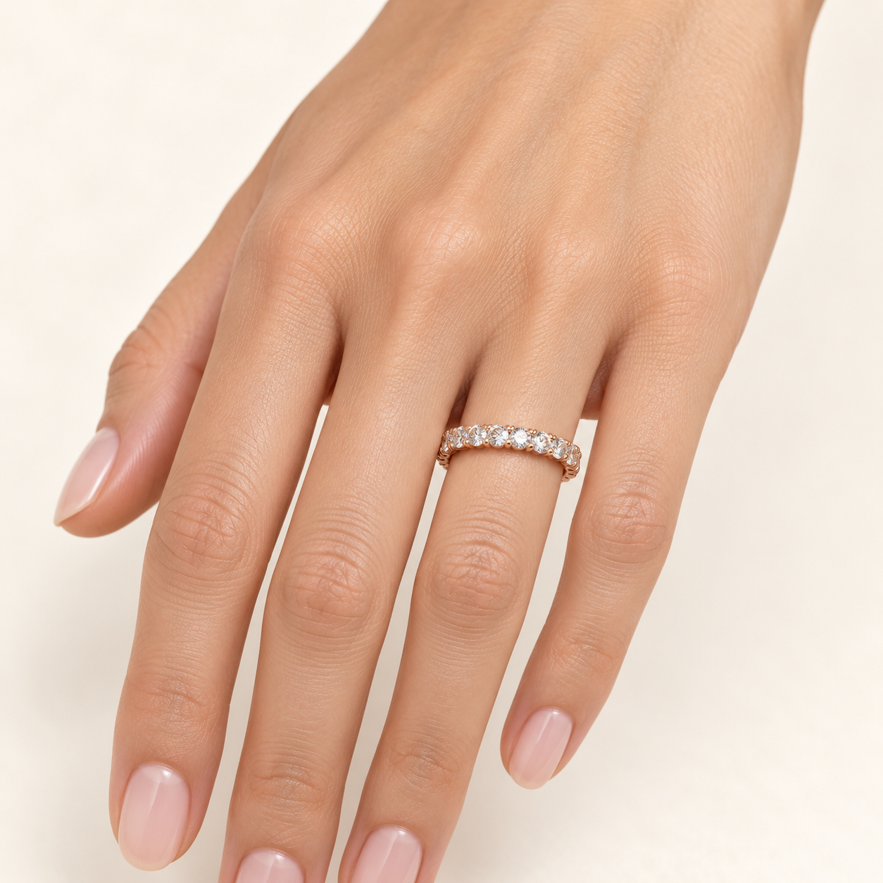 Rose Orbit 1 CTW Lab-Grown Diamond Full Eternity Ring in Rose Gold
