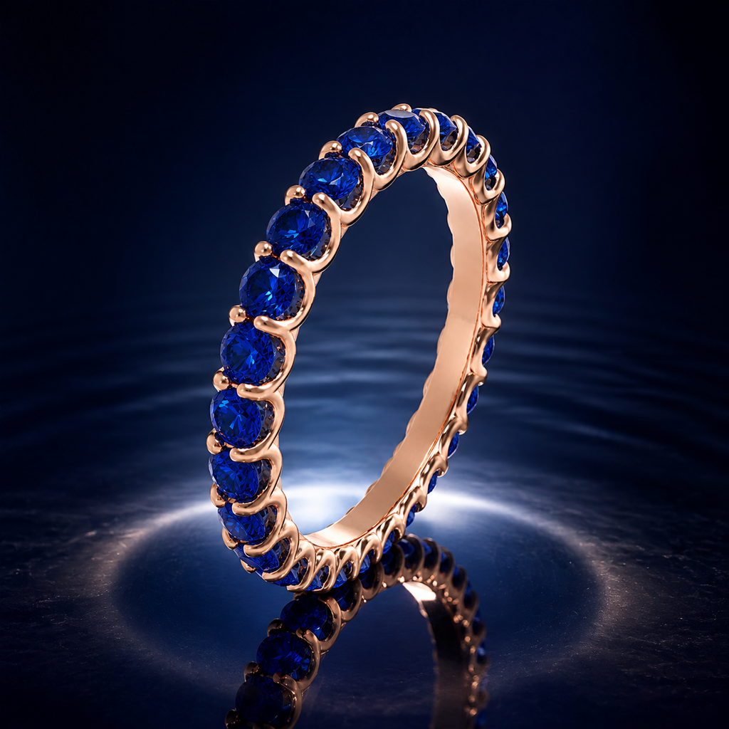 Midnight Orbit 1 CTW Lab-Grown Sapphire Full Eternity Ring in Rose Gold