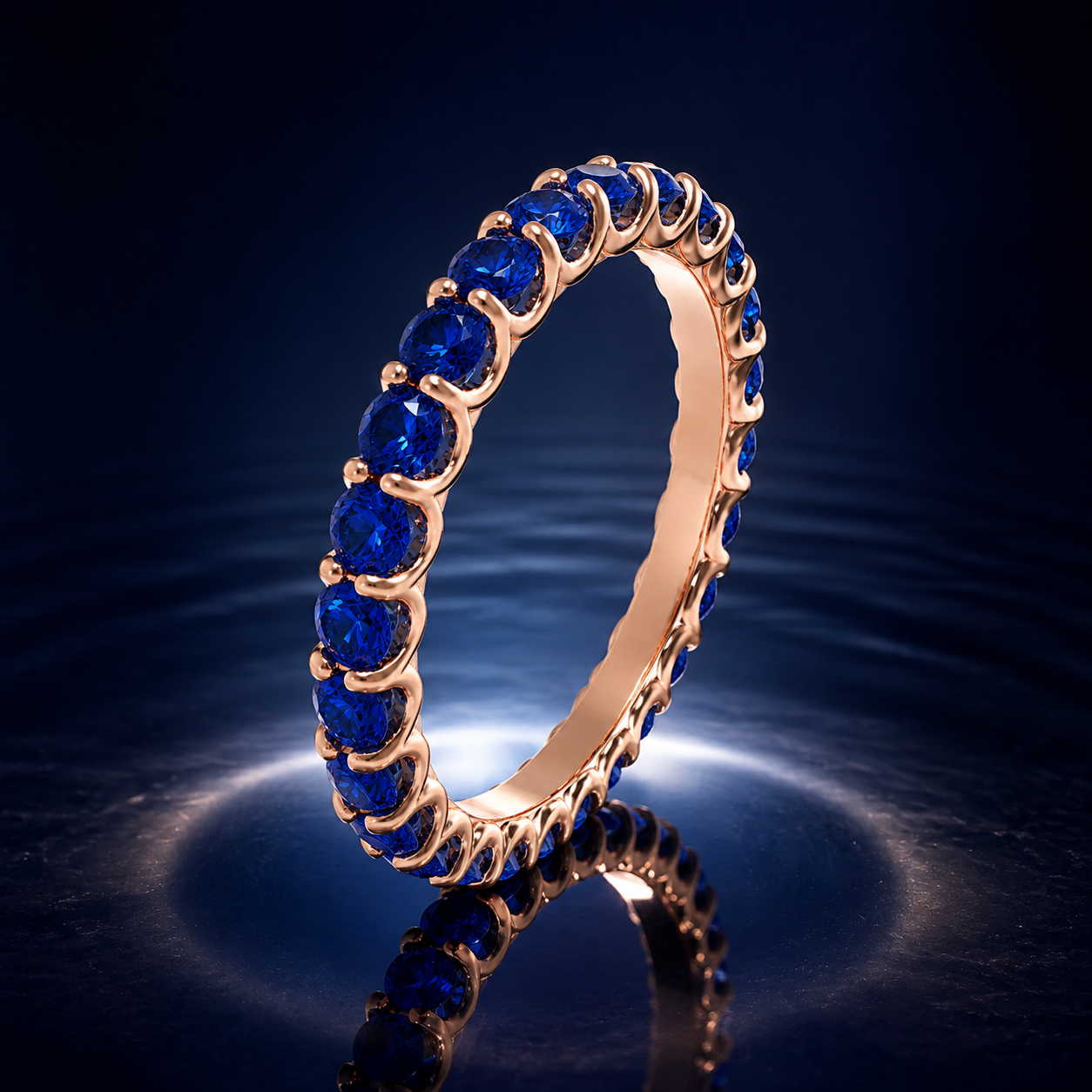Midnight Orbit 1 CTW Lab-Grown Sapphire Full Eternity Ring in Rose Gold