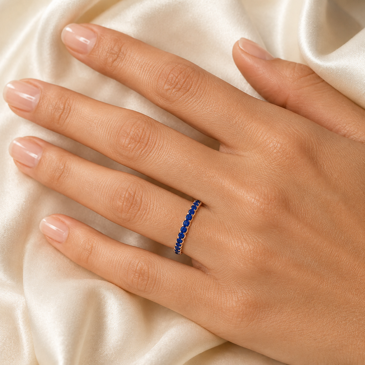 Midnight Orbit 1 CTW Lab-Grown Sapphire Full Eternity Ring in Rose Gold