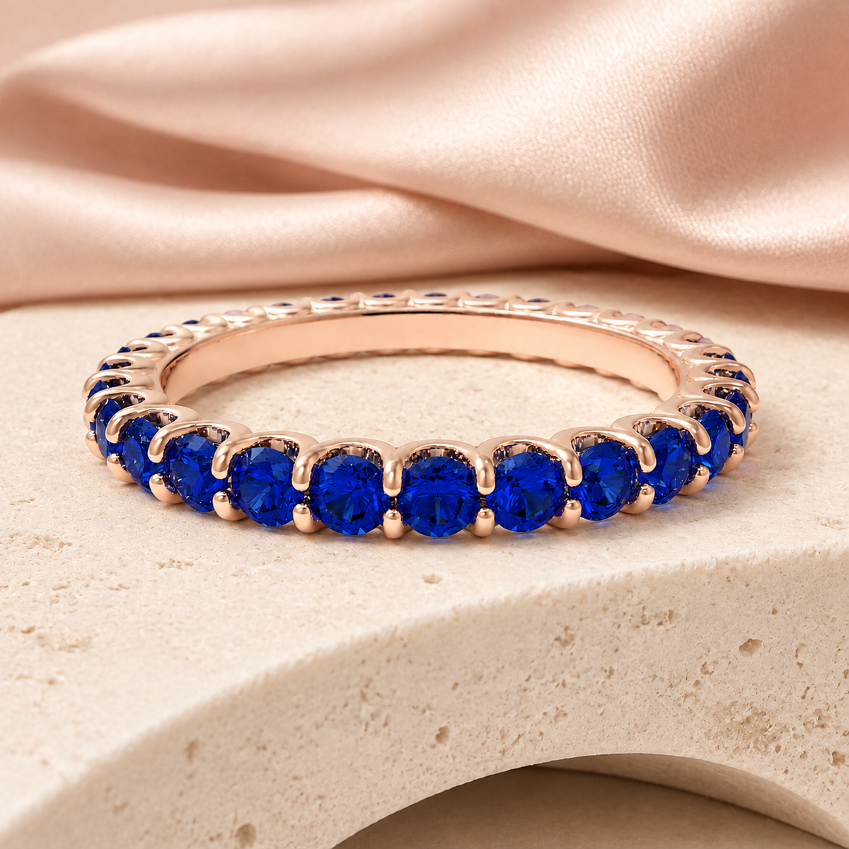 Midnight Orbit 1 CTW Lab-Grown Sapphire Full Eternity Ring in Rose Gold