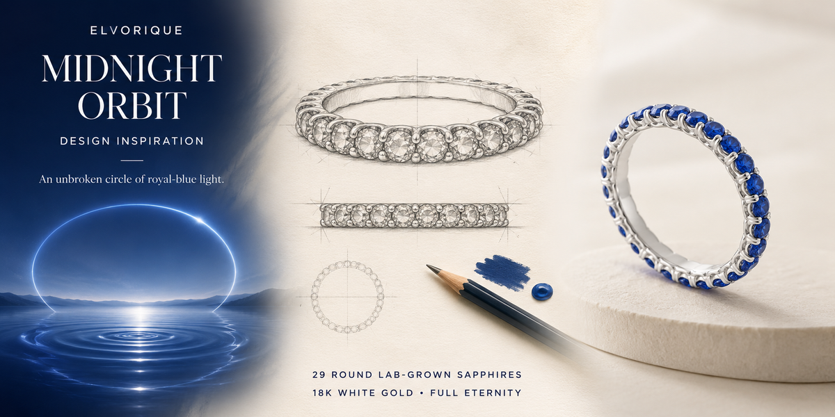 Midnight Orbit 18K White Gold Lab-Grown Sapphire Full Eternity Ring