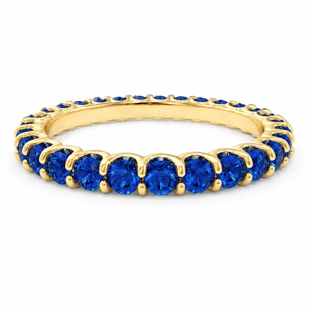 Midnight Orbit Lab-Grown Sapphire Full Eternity Ring in Yellow Gold