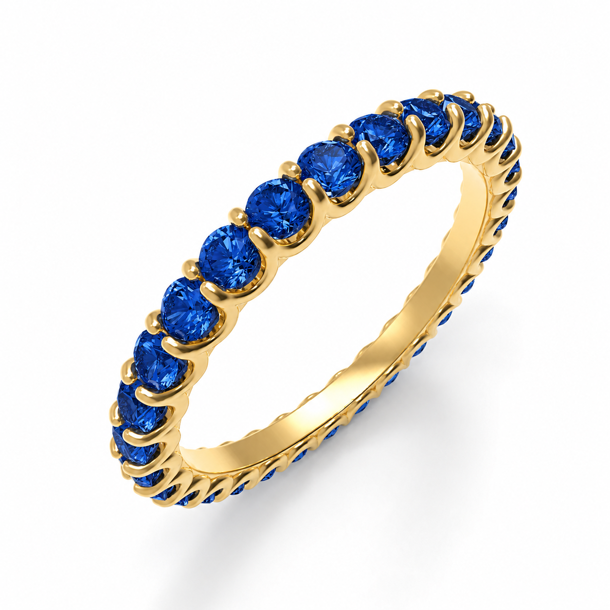 Midnight Orbit Lab-Grown Sapphire Full Eternity Ring in Yellow Gold