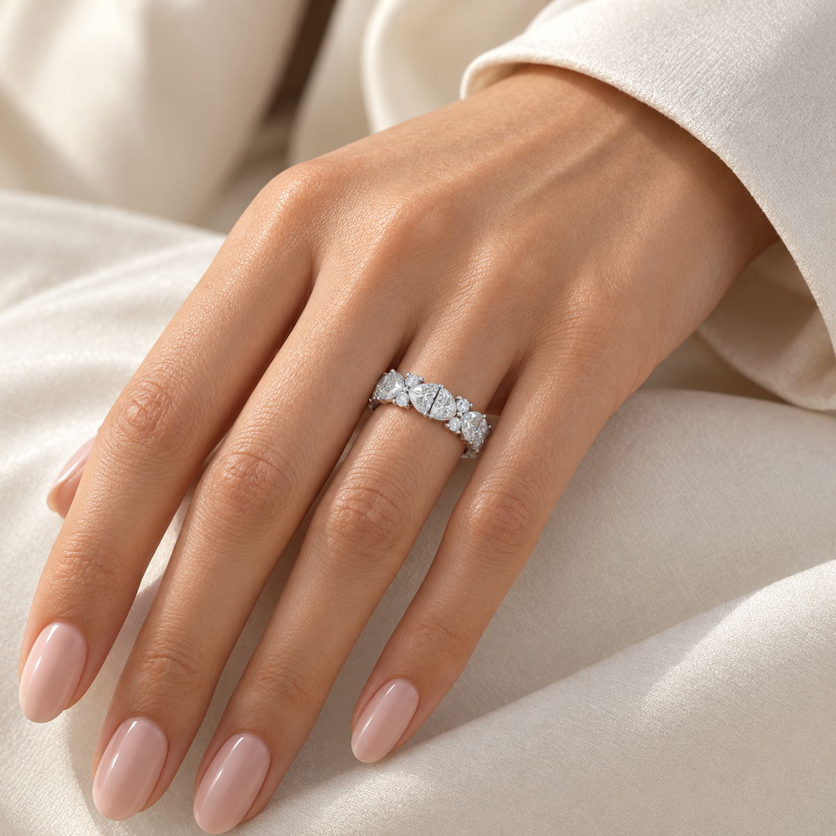 Eternal Leaves Marquise & Round Lab-Grown Diamond Eternity Ring