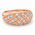 42-Stone Multi-Row Round Brilliant Lab-Grown Diamond Ring in Rose Gold, 1.00 CTW | ELVORIQUE