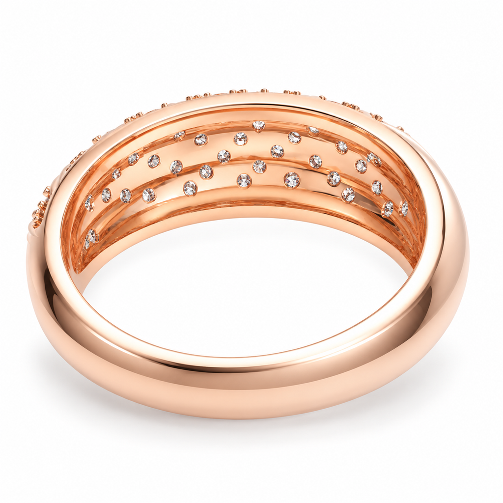 42-Stone Multi-Row Round Brilliant Lab-Grown Diamond Ring in Rose Gold, 1.00 CTW | ELVORIQUE
