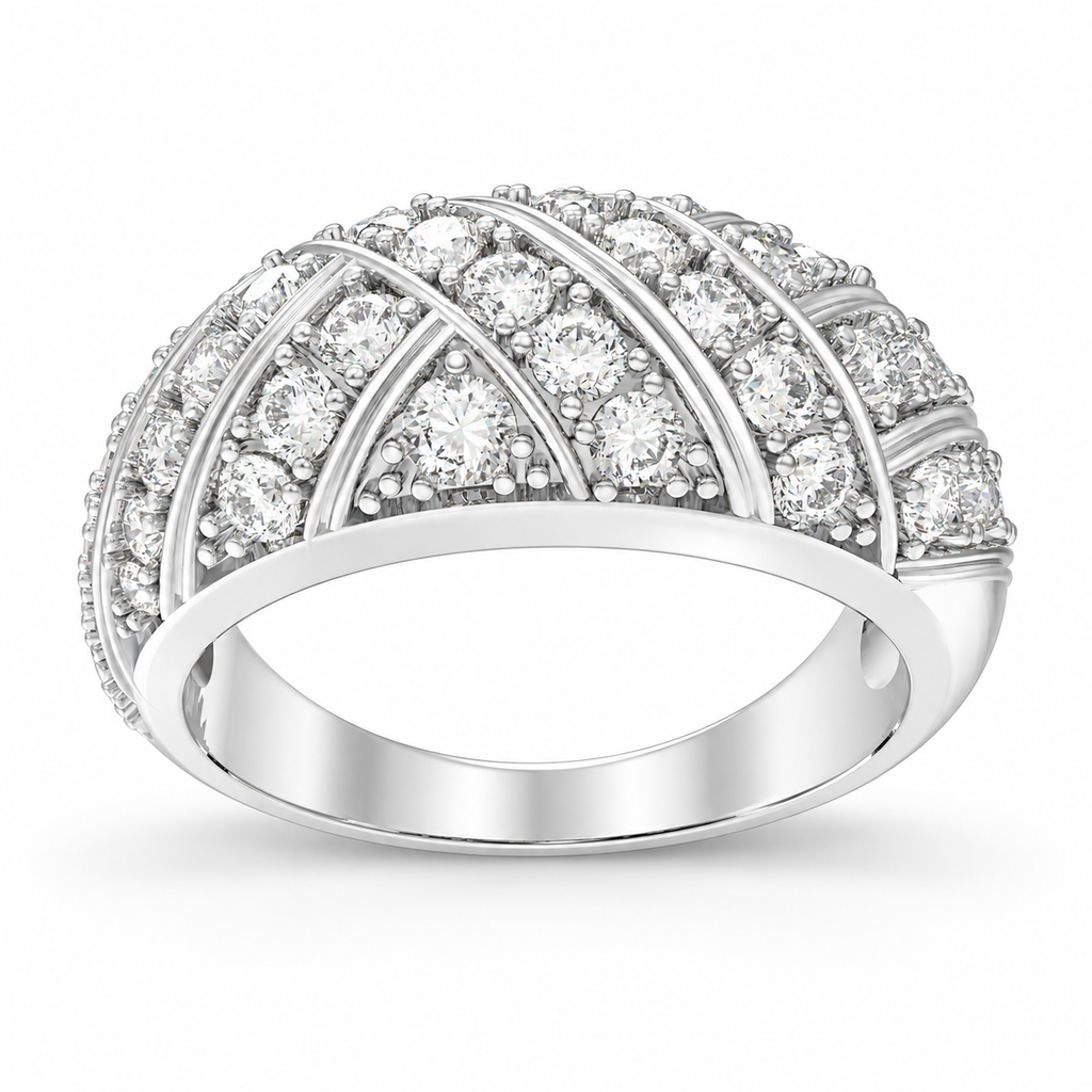 42-Stone Multi-Row Round Brilliant Lab-Grown Diamond Band, 1.00 CTW | ELVORIQUE