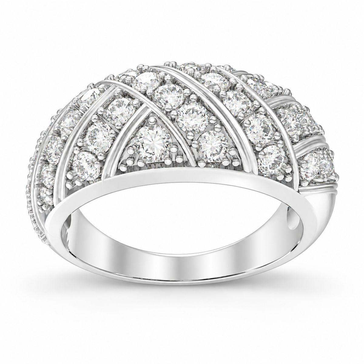 42-Stone Multi-Row Round Brilliant Lab-Grown Diamond Band, 1.00 CTW | ELVORIQUE